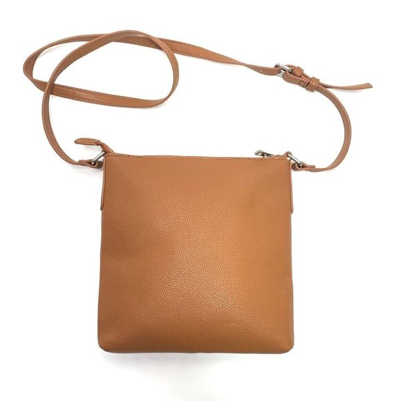 Forever 21 Small Crossbody Bag Caramel Vegan Leather 9"x9"x1" - Picture 2 of 8